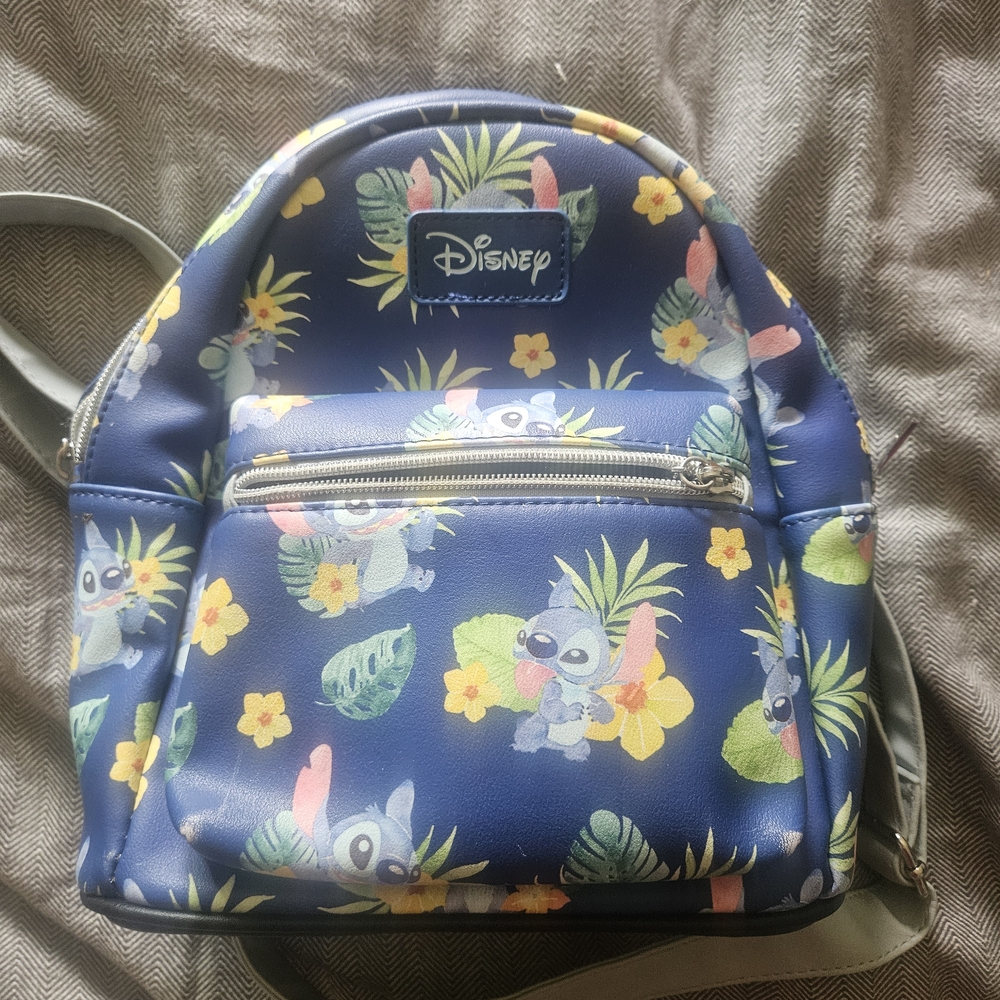 Disney Loungefly Kids Backpack - Blue with Stitch and Tropical Print
